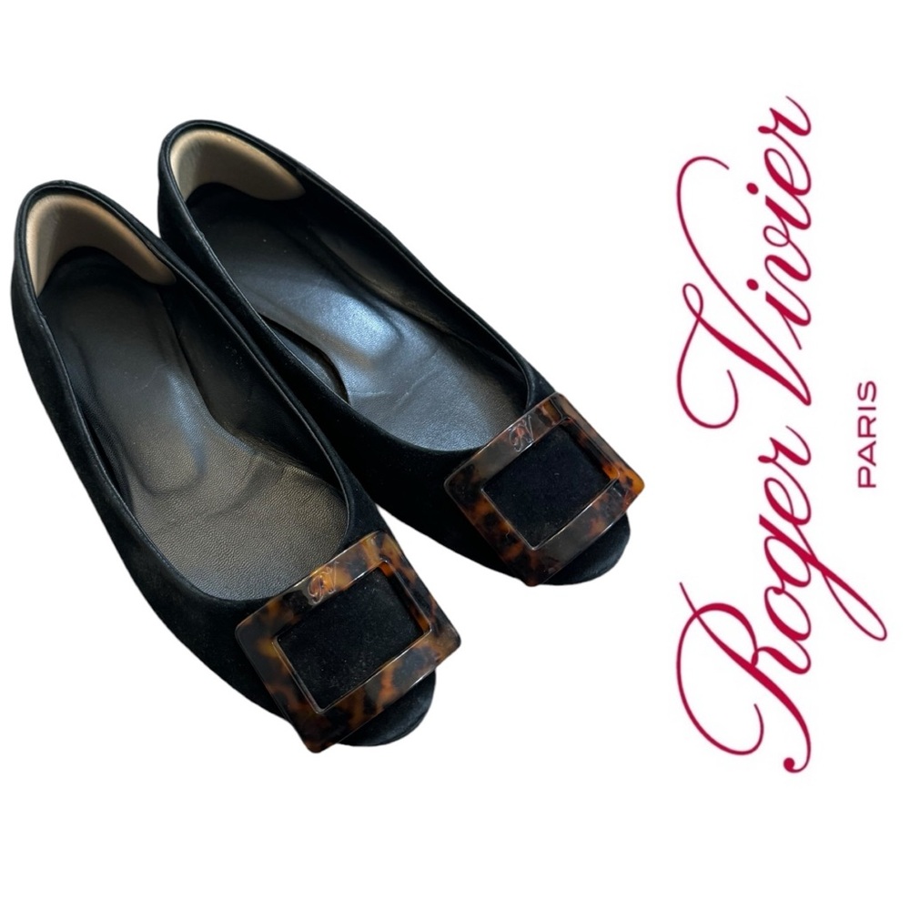 Roger Vivier Grommette Suede Flats 36